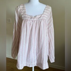 Rachel Zoe 100% Linen Popover Tunic  size XL Coastal Cowgirl Prairie Bohemian